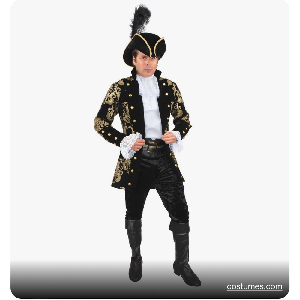 Charades French pirate jacket. Size Large. Black and gold.